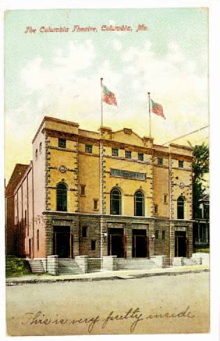 3. Columbia Theater, with 1,100 seats, opened at 1103 E. Broadway in 1907 and was ruined by fire in 1929. The first floor remains and houses the Van Matre, Harrison and Hollis law office. Another former movie house is now occupied by Slackers. From 1907 to 1927, and again from 1935 to 1985, it operated as a movie house under various names: Bijo Dream, Broadway Odeon, Cozy and Uptown. 3. Columbia Theater, with 1,100 seats, opened at 1103 E. Broadway in 1907 and was ruined by fire in 1929. The first floor remains and houses the Van Matre, Harrison and Hollis law office. Another former movie house is now occupied by Slackers. From 1907 to 1927, and again from 1935 to 1985, it operated as a movie house under various names: Bijo Dream, Broadway Odeon, Cozy and Uptown.