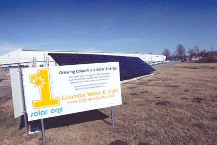 Solar One is one of two projects that helps produce solar energy for Columbia's power needs. The Dow Chemical Company and Missouri Solar Applications partnered with the city on the Bernadette Drive project that allows residents to use solar energy for an extra $4 per month. The city hopes to have 10 percent of its electric retail from renewable resources by 2017.