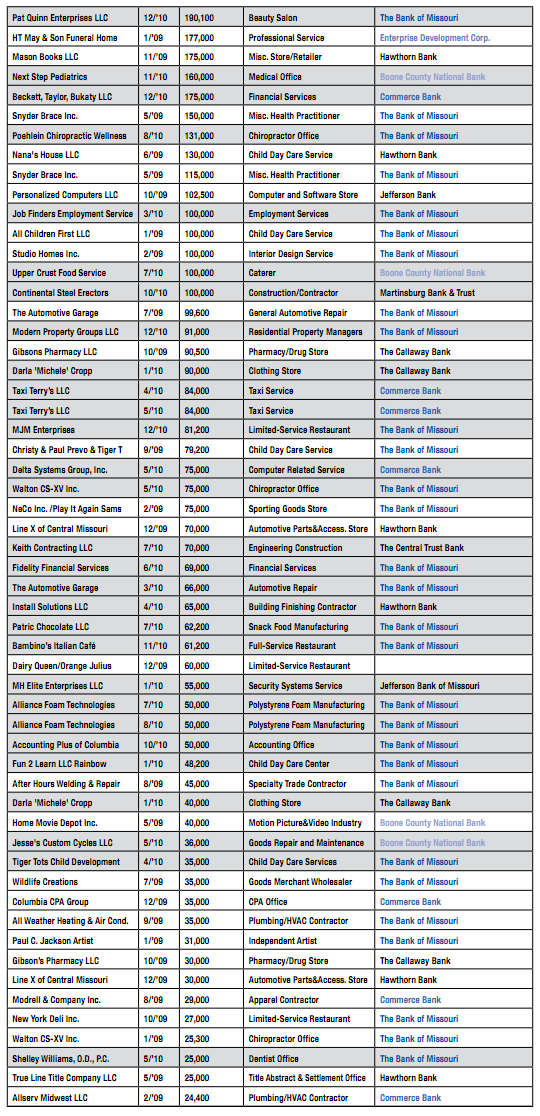 SBA-guaranteed loans issued Jan. 1, 2009 - Dec. 24, 2010; $24,000+ (2)