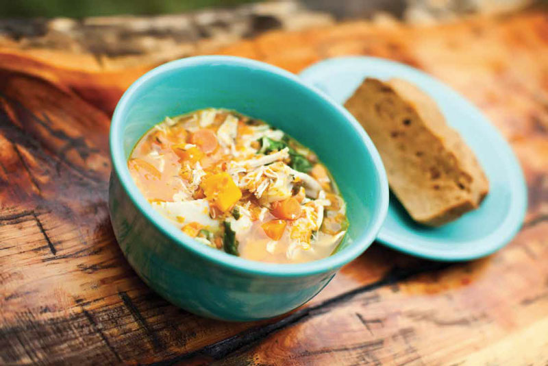 Roast Chicken Soup with Roasted Vegetables